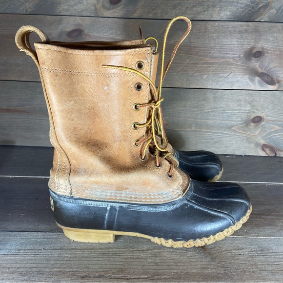Ll bean Womens size 8 duck boots brown leather waterproof hunting shoes - Picture 2 of 8